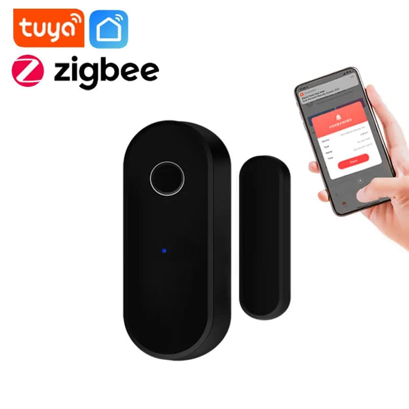 Tuya Zigbee Door Sensor Black Smart Home Window Detector APP Control funziona con l'automazione del mozzo Zigbee