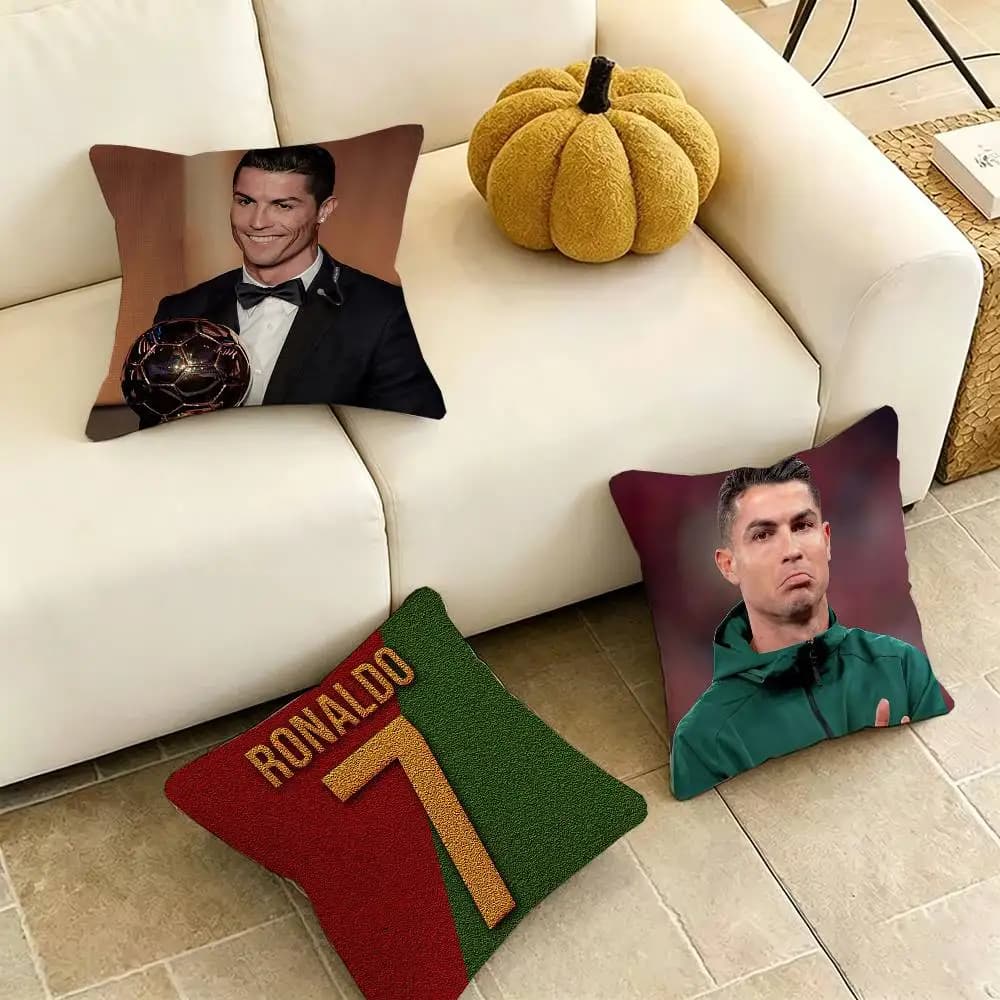 CR7 Cristiano-O Ronaldo Football Pillow Case Square Double-Sided Sofa Cushion Cover Bedroom Bedside Pillow Gift