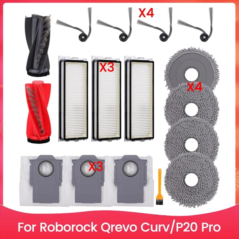 Y50A-Parti di ricambio per Roborock Qrevo Curv/P20 Pro Robot Aspirapolvere Kit di accessori Spazzola laterale principale Filtro HEPA Lavapavimenti