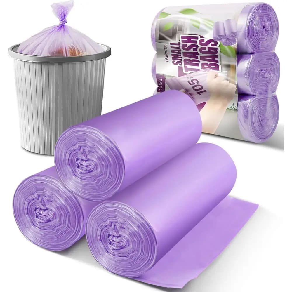 4-Gallon Small Trash Bags, 105 Pack, Unscented Mini Garbage Bags for Bathroom, Kitchen, and Office Wastebaskets