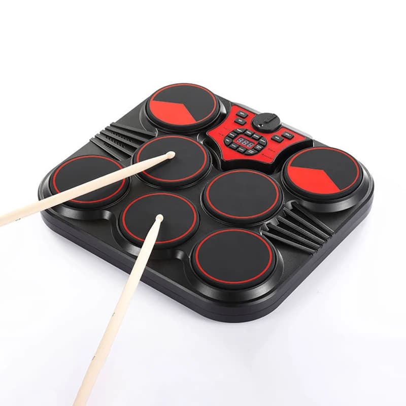 Tamburo elettronico da 7 pad Tamburi da pratica per bambini Tamburo da tavolo portatile Strumento a percussione elettronica per principianti
