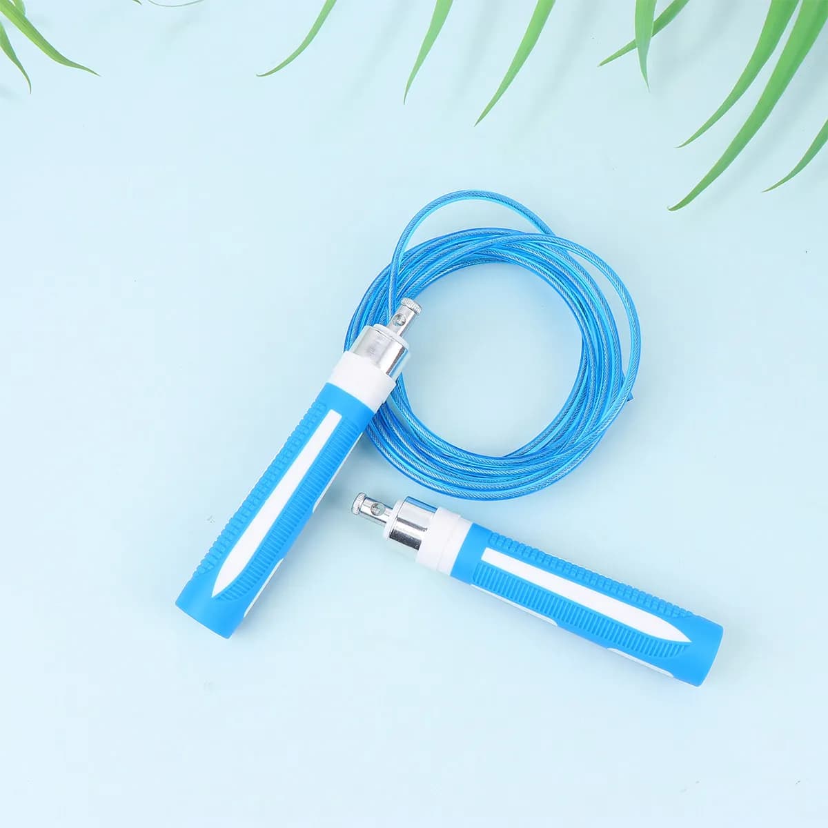 Smooth Rotating Bearing Jump Rope Weighted Skipping Rope Ergonomic Handles Sports Equipment for Students Adults Blue