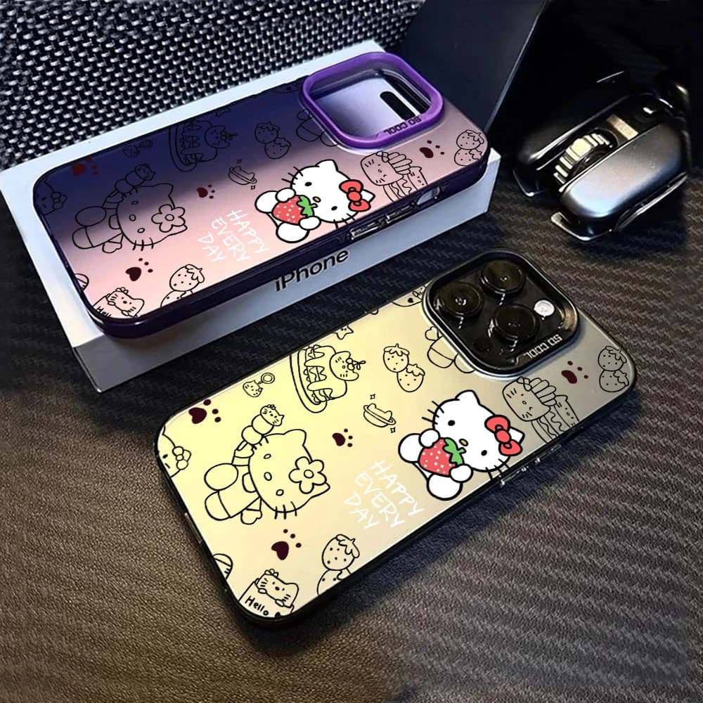 Custodia per telefono Sanrio Cartoon Hello Kitty per iPhone 17 16 Pro 15 14 ProMax XR X XS 7 8 13 14 Pro Max 15 Plus, Cover Opaca IMD Laser