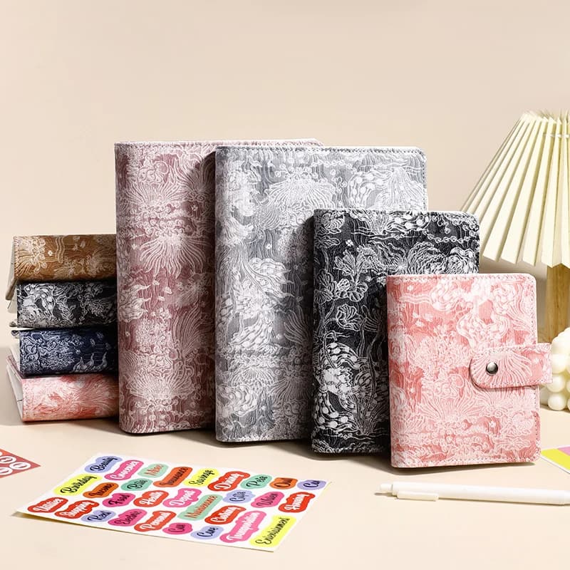 A5 Raccoglitore fai da te in pelle PU goffrata vintage Copertina per notebook Diario Agenda Planner Copertina in carta Cancelleria scolastica