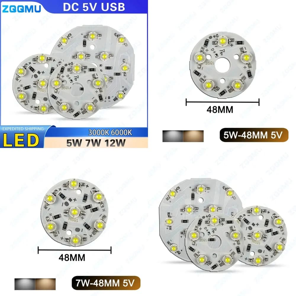 1PC 5V DC Dimmable LED Light Board 5W 7W 12W Warm White White LED Chip USB Power Adjustable Brightness Flexible Strip Lamp