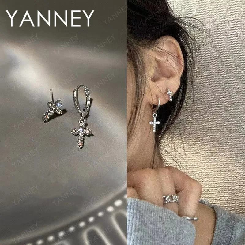 Orecchini a bottone con zirconi incrociati in argento sterling 925 per donne e uomini. Gioielli alla moda e scintillanti, Natale, regalo di compleanno