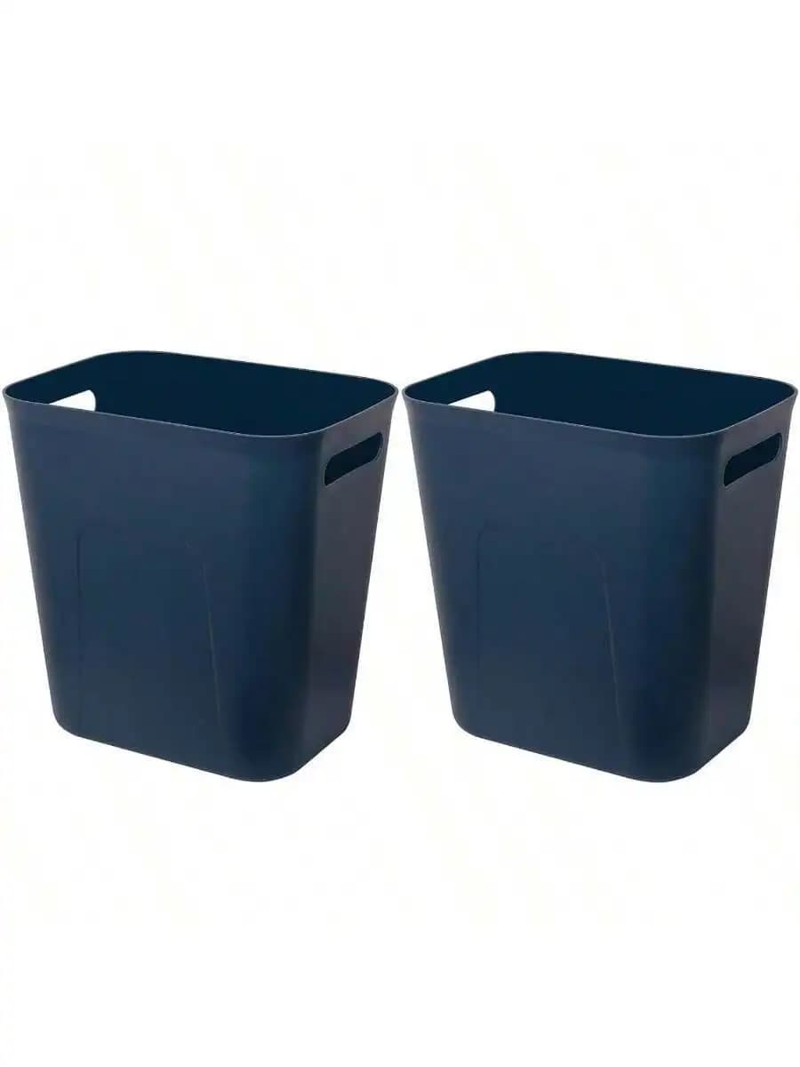 Plastic Small Trash Can Wastebasket For Bathroom Laundry Kitchen Office 3.5 Gallon Blue 2 Pack