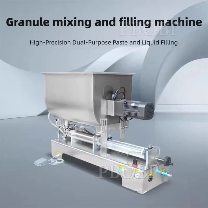 Pneumatic Semi Automatic Body Scrubs Salad Pasta Sauce Packaging Mixing Filling Machine