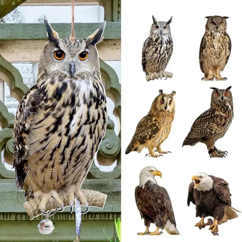 Owl Bird Repellent Bell Pendant Pastoral Orchard Bird Scare Pendant Outdoor Courtyard Decoration Wind Chime Garden Scarecrow
