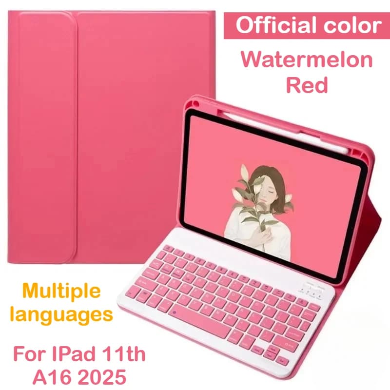 Custodia con tastiera magnetica Bluetooth wireless di nuovo colore per iPad (A16) 2025 Custodia di 11a generazione Cover in PU da 10a 11 pollici con slot per matita