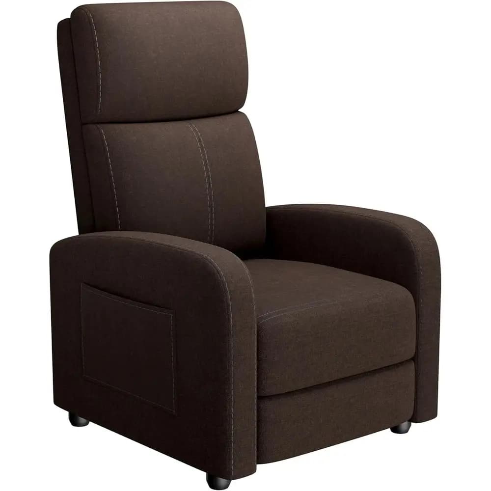 Poltrona Reclinabile Manuale con Tasca Laterale, Schienale Alto, Cuscino Spesso, Reclinabile Regolabile, Poltrona Relax per Soggiorno