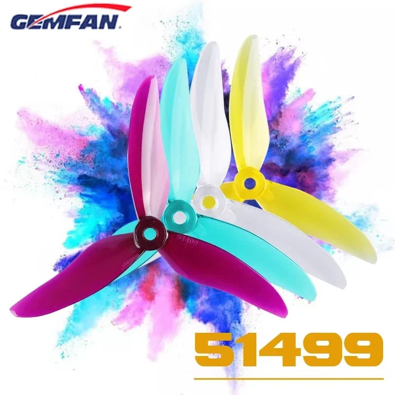6 pairs (6CW + 6CCW) Gemfan Hurricane 51499 propeller for PC with 3 blades (random color) for RC FPV Freestyle 5 inch drones DIY parts