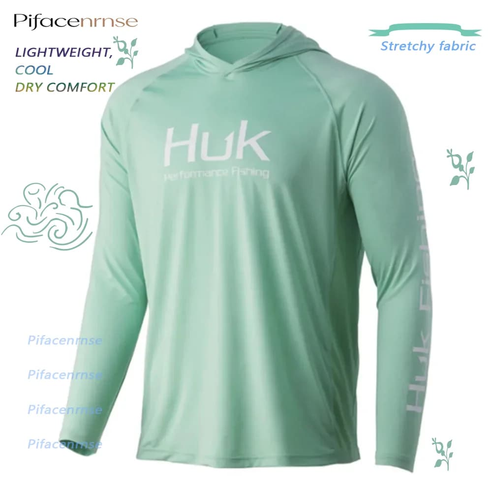 HUK Fishing suit summer men's long-sleeved sunscreen hoodie fishing shirt Camisa De Pesca fishing performance lightweight jersey