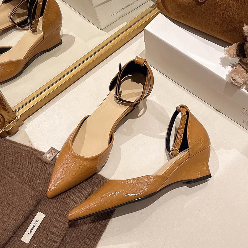 2026 Summer New Classic Solid Color Comfortable Wedge Heel Women's Shoes Slip-on Sandals Fashion Party Women's High Heels 35-42