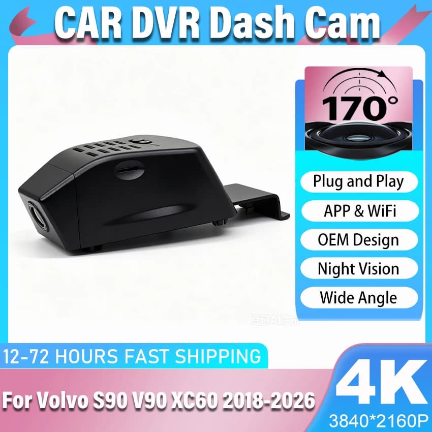 New! Plug and Play Dashcam For Volvo S90 V90 XC60 2018-2026 Car DVR Front and Rear Dash Cam Driving Recorder, Car Camera 4K
