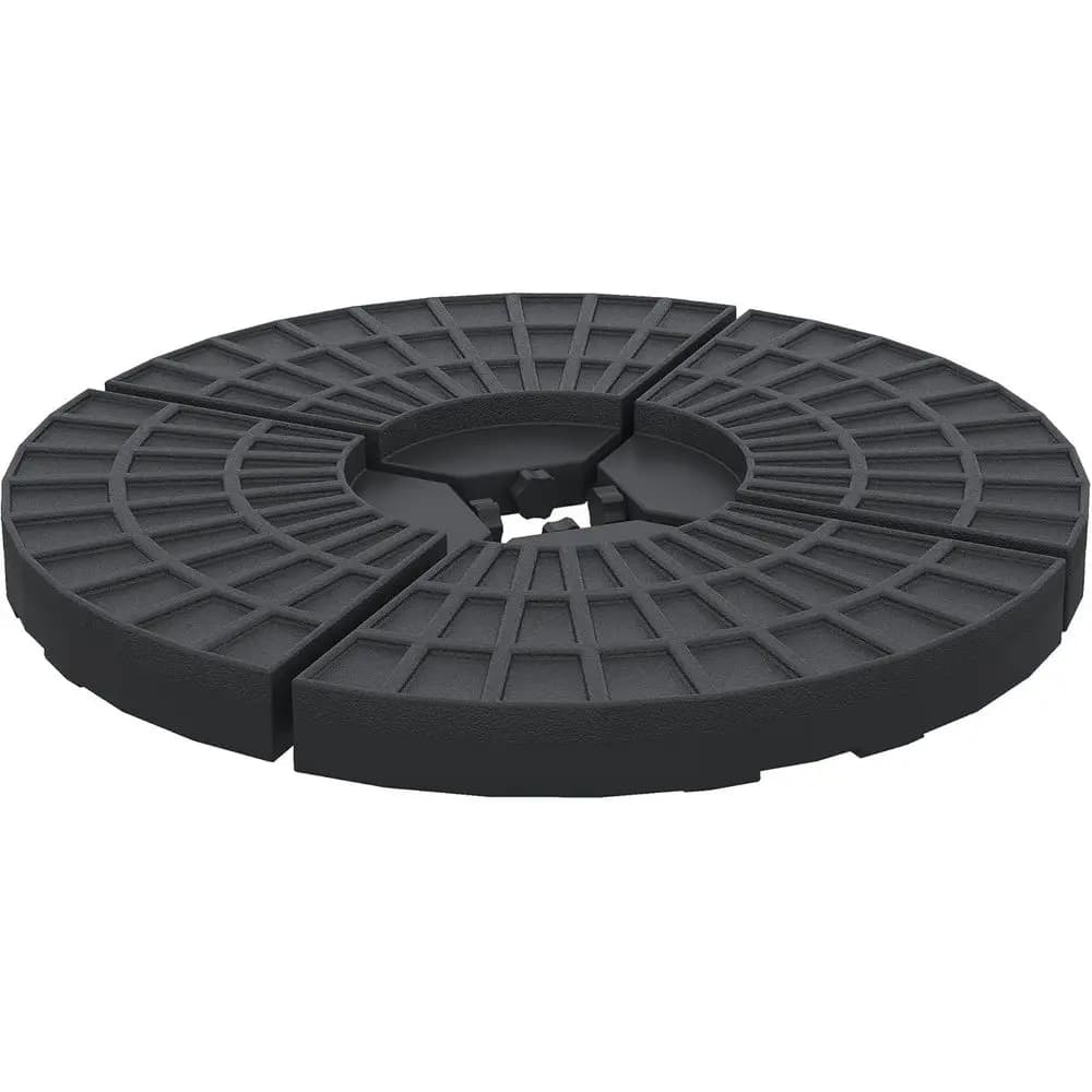 4 Pieces Round Garden Umbrella Base, Side Arm Umbrella Weights from Exterior, 52 Liters Water Plate Set or 112 Sand Books, Black