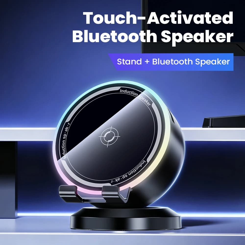 Altoparlante Bluetooth con Sensore Intelligente e Luce RGB Respirante, Supporto Multifunzionale Portatile per Telefono da Scrivania
