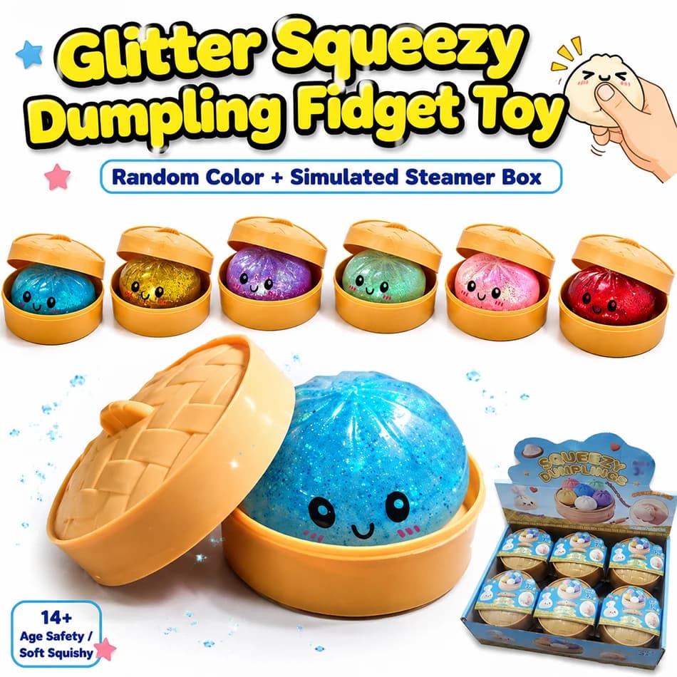 Glitter Dumpling Dough Ball Squishy Slow Rebound Soft TPR Squeeze Toy Stress Relief Sensory Play Party Favor Desk Decor Gift