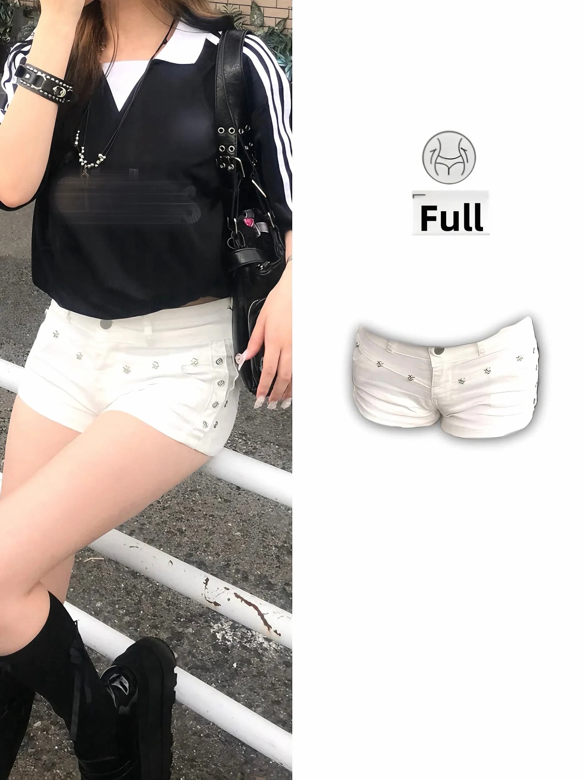 American Sle Retro Korean Version Button ort Pants Women's Hip Enhancing mid Low Waist orts Super ort Jeans