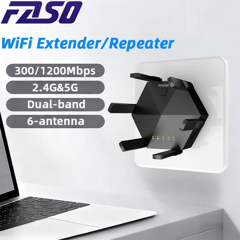 FASO Dual Band 1200Mbps Wireless WiFi Repeater 2.4G 5.0G Signal Router Long Range Wireless WiFi Extender Amplifier WIFI Booster