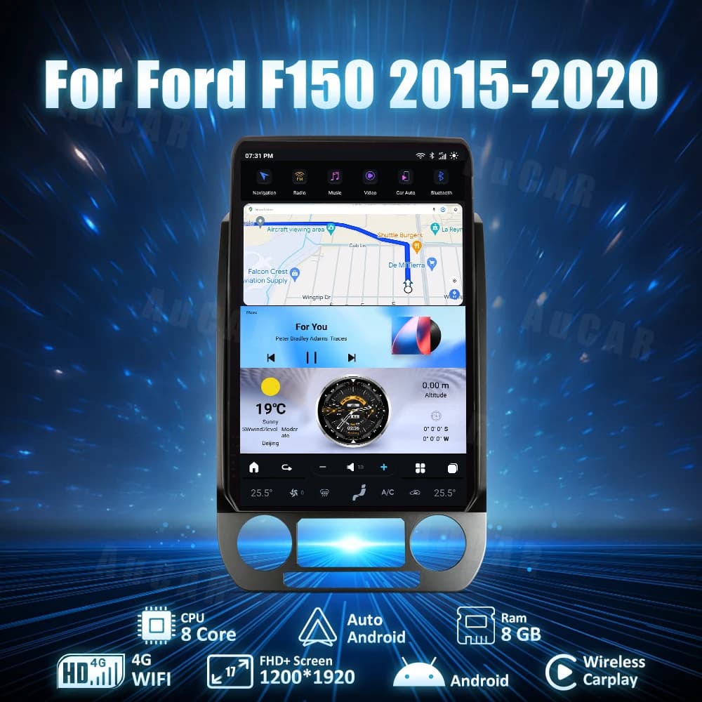 AuCar 17Inch Newly Released Car GPS Navigation System Android 13.0 Car Radio Head Unit For Ford F150 2015-2020