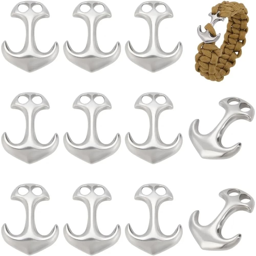 12 pieces stainless steel anchor hook closures cable terminal connector closure metal hook clasp for jewellery bracelets with leather cord diy