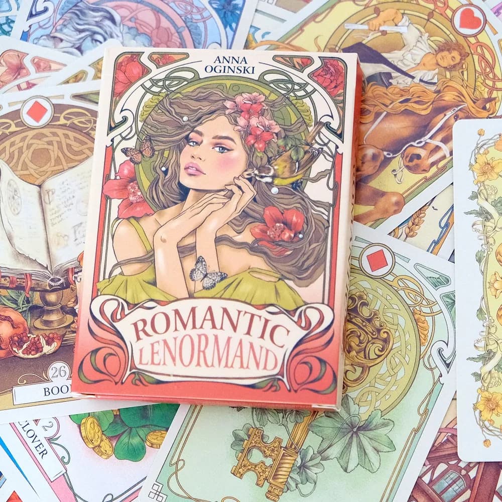 Romantico Lenormand Oracle motivi floreali dell'arte stile Nouveau 10.5*7.5cm 37 pezzi di carte (con 1 carta speciale)