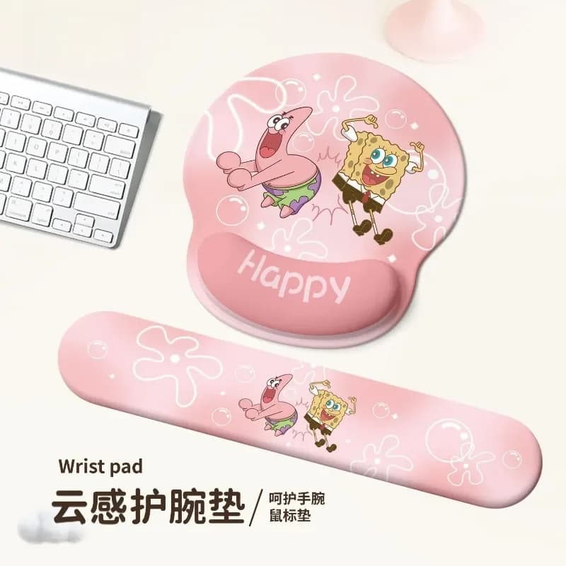 2026 New Cute SpongeBob SquarePants Premium Silicone Wrist Rest Mouse Pad Memory Foam Keyboard Wrist Pad High Quality Gift