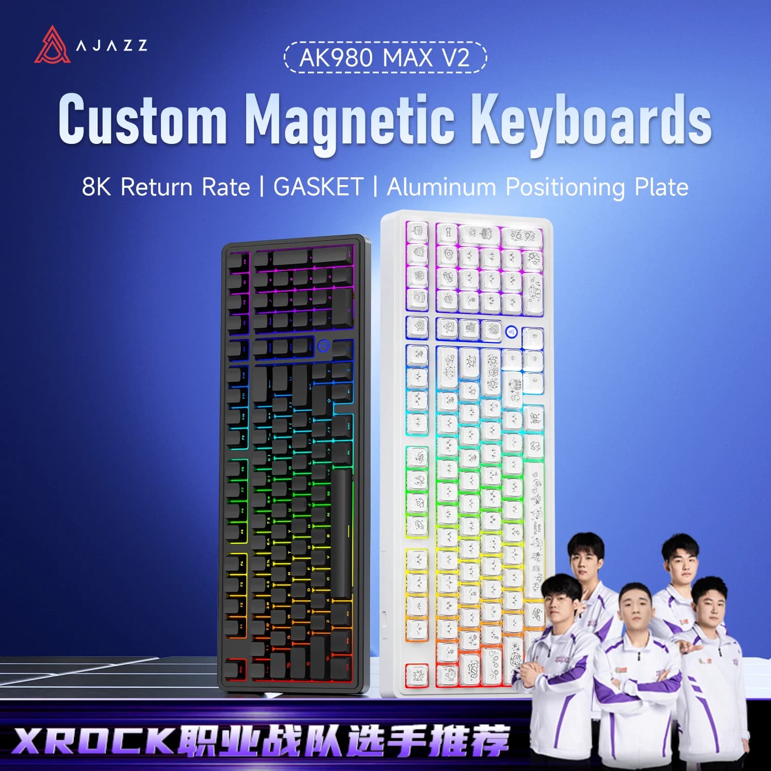 AJAZZ AK980MAX V2 98-key Hot-Swappable Wired Magnetic Axis Keyboard with 8K Polling Rate and Hall Effect