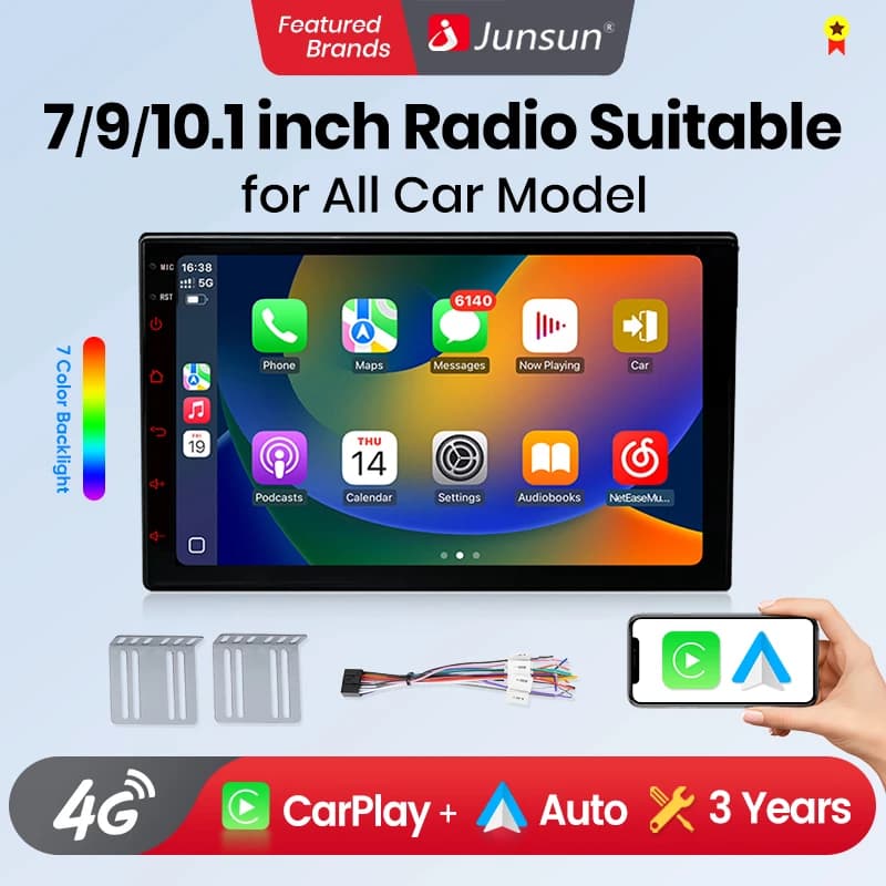 Junsun Universale CarPlay Android Auto Autoradio per VW Fiat Peugeot Nissan Seat Renault Auto Sistemi Intelligenti GPS Multimediale