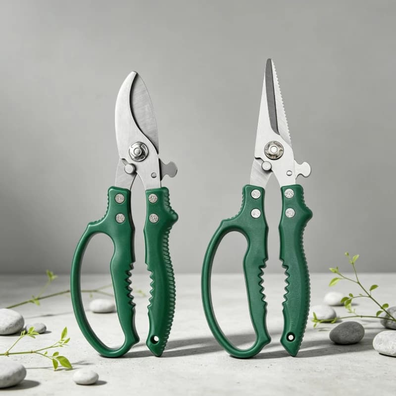 Stainless Steel Gardening Pruning Shears - Straight & Elbow Design for Fruit Picking, Tree & Flower Trimming