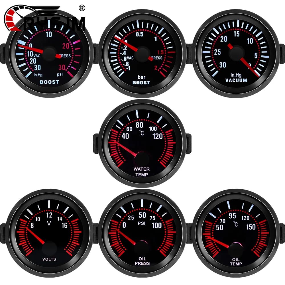 12V 52MM Oil Pressure Gauge Boost PSI Bar/RPM Meter/Water Temp/Oil Temp Meter//Voltmeter Car Gauge For Racing Car Accessories