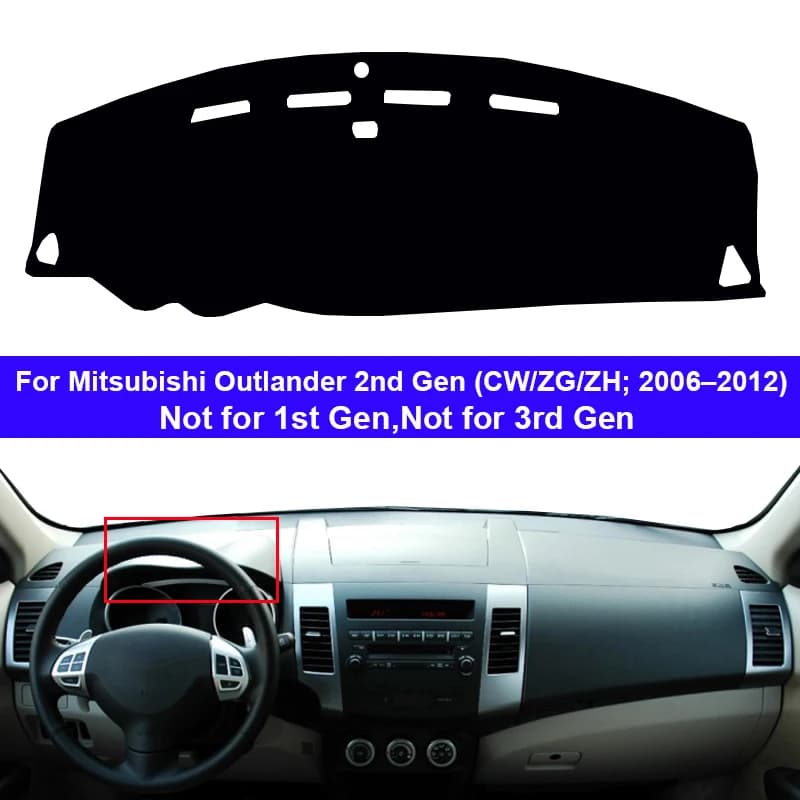Car Dash Zerbino Cover for Mitsubishi Outlander 2nd Gen CW/ZG/ZH 2006-2012 2 Roads Sunset Auto Cape
