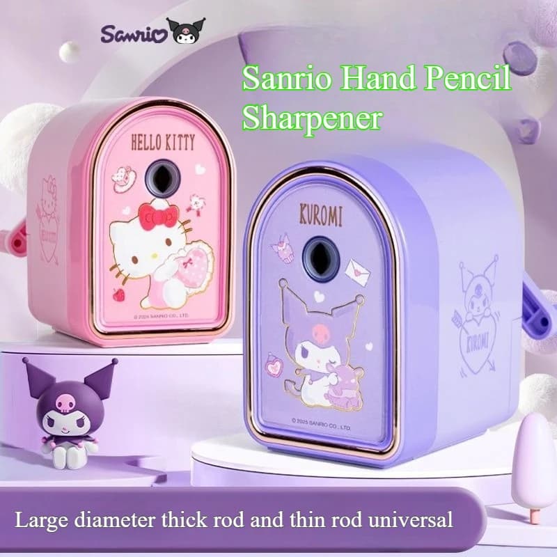 Sanrio Cartoon Animation Character Hello Kitty Pencil Sharpener Large Caliber Thick Hole Hand-cranked Pencil Sharpener Wholesale