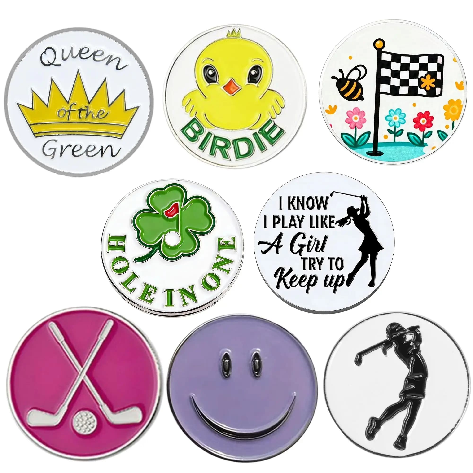 8 counts Golf Ball Markers Sets With Different Designs, Funny Golf Accessories for Women Golfers Birthday Retirement Fathers Day