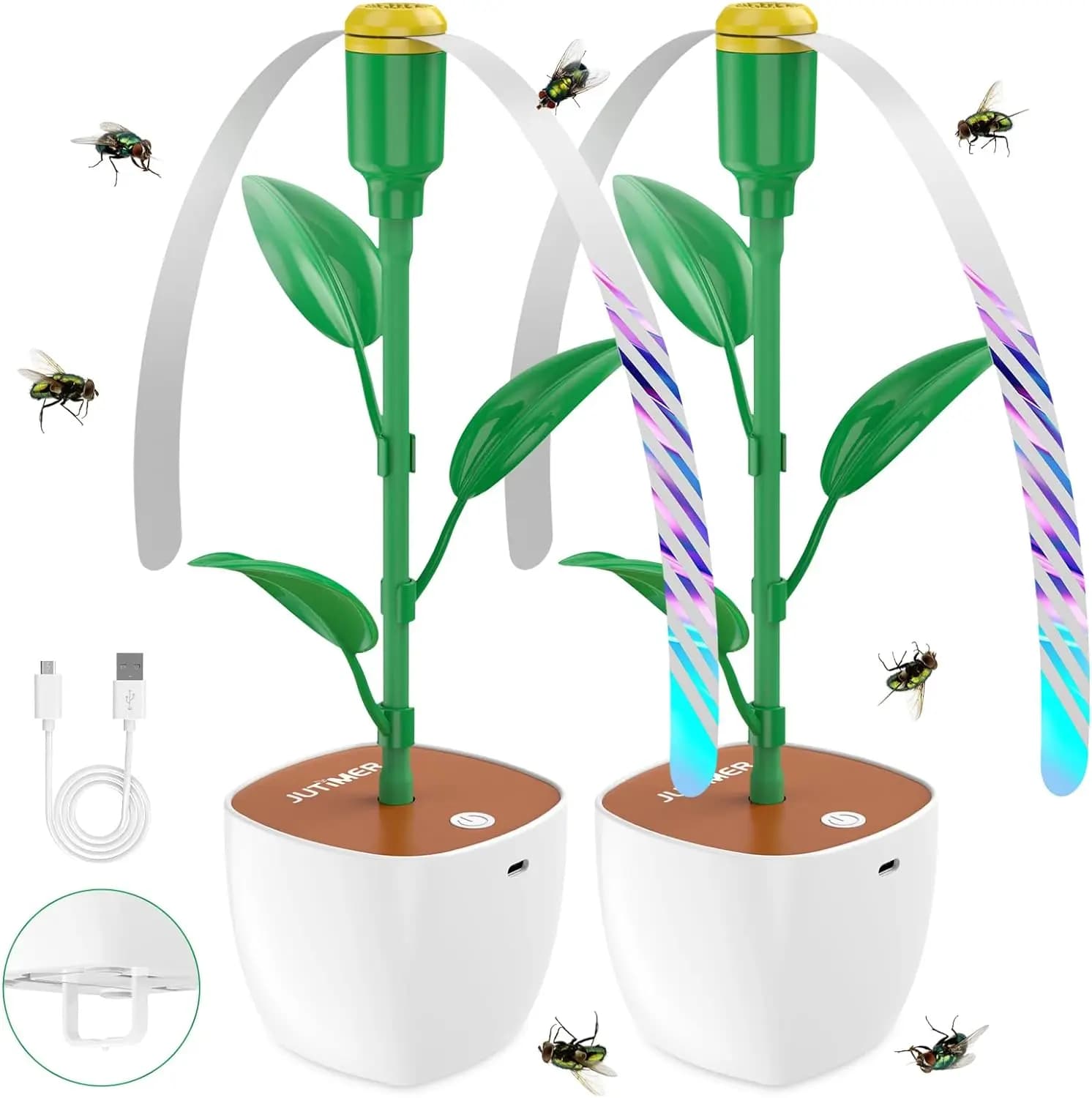 Ventilatori per mosche portatili da 2 pezzi per tavoli Ventilatore per mosche da tavolo Ventilatori per alimenti per campeggio Picnic Pesca USB e alimentato a batteria