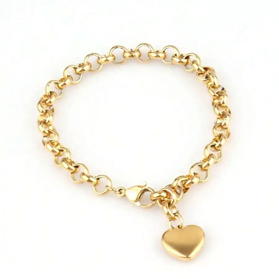 Women's Stainless Steel Heart-Shaped Bracelet, Fashionable Heart Pendant Bracelet, Gift For Valentine's Day, Mother's Day