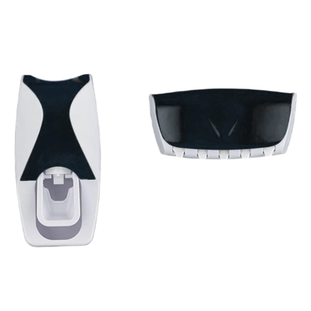 Automatic Toothpaste Dispenser And Toothbrush Holder Kit Wall Mount For Bathroom Accessories Space Saving Plastic Organizer