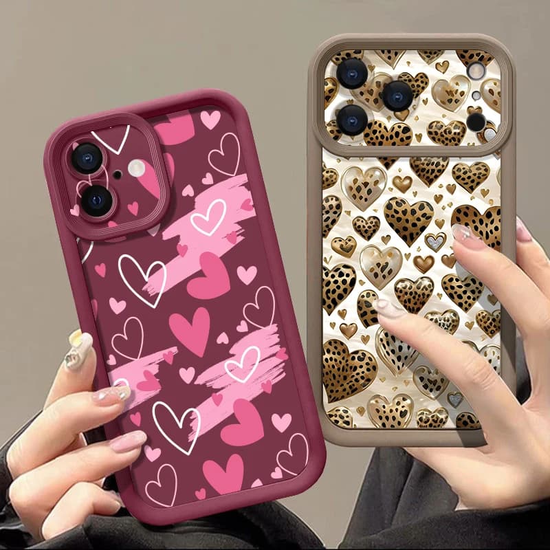 Custodia Protettiva in Silicone Antiurto con Cuori Rosa per iPhone 17 Pro Max, Compatibile con iPhone 16, 15, 14, 13 Pro Max, 11, 16e, 17e