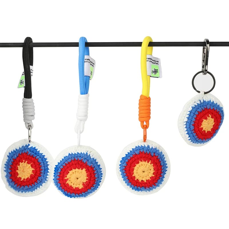 Bersaglio per tiro con l'arco Bellissimo ciondolo fatto a mano con cordino in lana per maglieria Portachiavi Decorazione Accessori compatti per borsa per arco Faretra per frecce