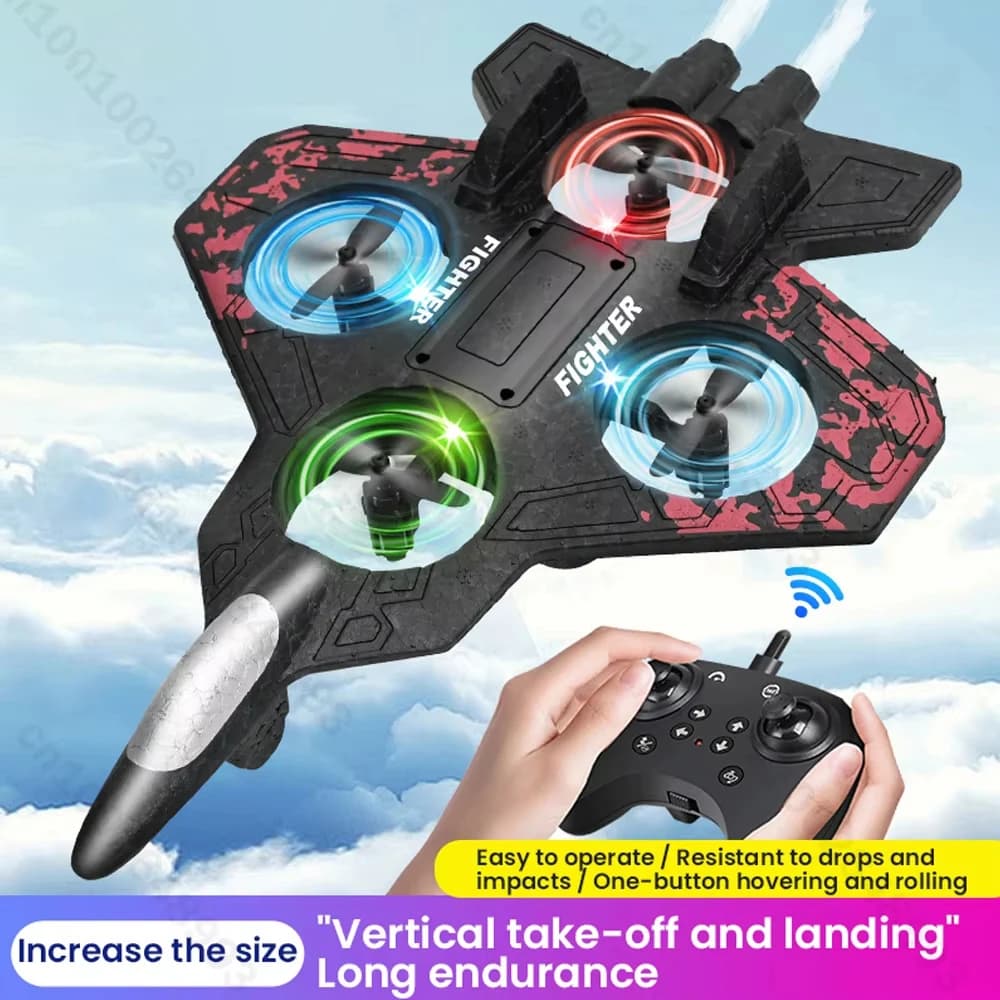 2.4G Aereo da caccia in schiuma RC Aliante Aereo telecomandato Stunt Quadcopter Aereo telecomandato 360 Flip con drone leggero