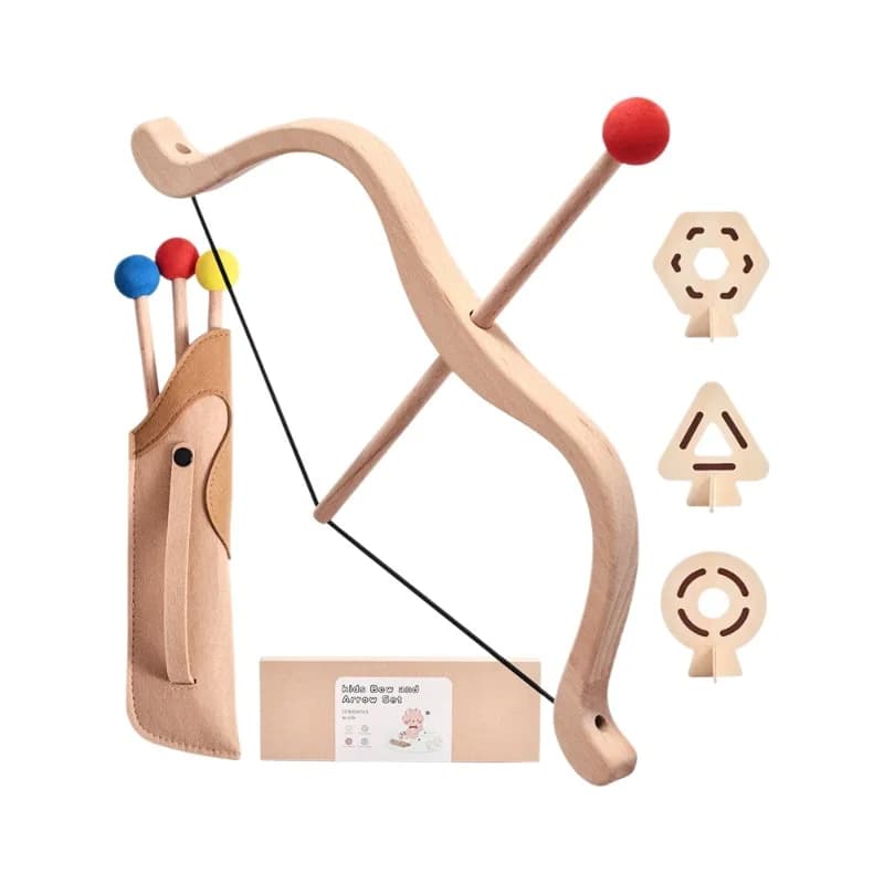 Set di arco e frecce in legno per bambini, tiro con l'arco, sport, puzzle, giocattolo educativo per ragazzi e ragazze, regalo di compleanno ideale