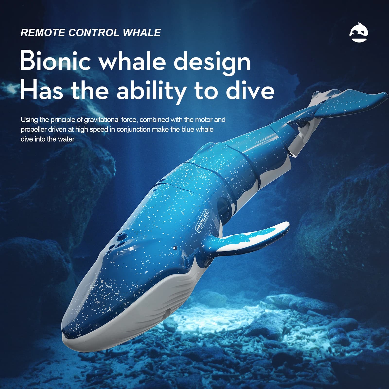 2.4G Mini RC Water Spray Dive Whale Dual Propellerf Drive Waterproof Wireless Remote Control Whale Shark Gifts Children Toys