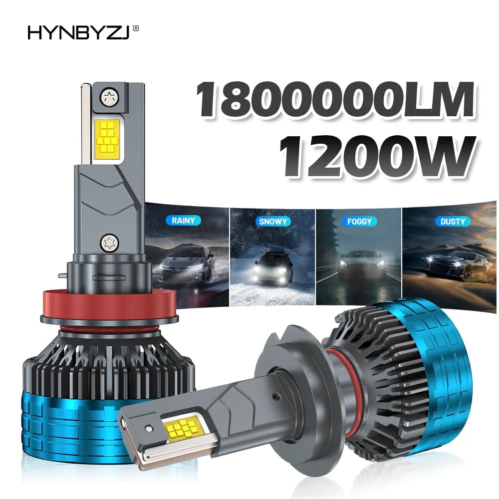 HYNBYZJ 1800000LM 1200W H4 H7 H11 LED CANbus K5C K6C H1 H8 9005 9006 HB3 HB4 9012 HIR2 Faro principale Turbo Auto Fendinebbia 6000K