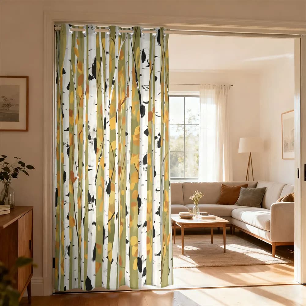 1pc autumn birch forest print single-loop curtain single-loop curtain living room bedroom doors home decoration