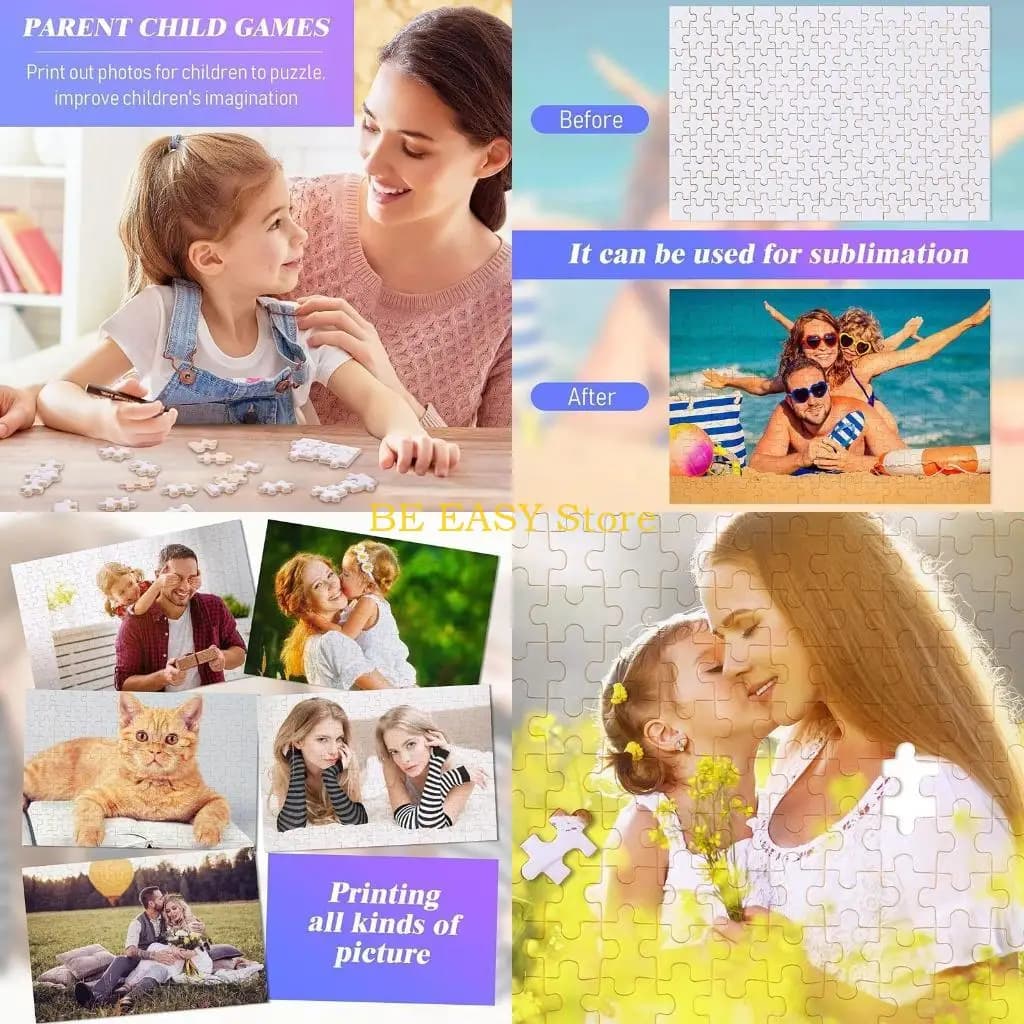 E28F 15 Sets Sublimation-Blanks Puzzle 4 DIY Blank Puzzle for Sublimate Transfer Thermal Transfer Heat Press Printing