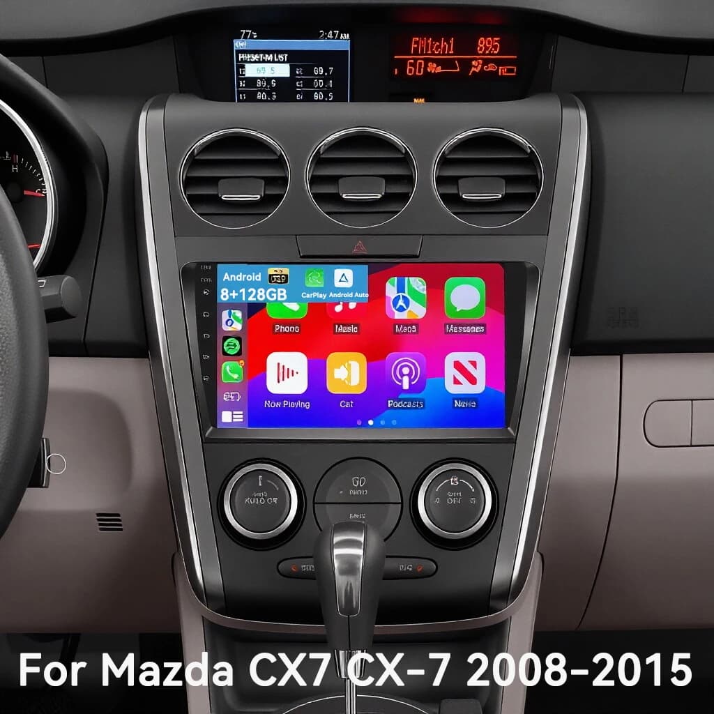 Radio Wireless CarPlay Android 16 per Mazda CX7 CX-7 CX 7 2008-2015, Navigatore Multimediale per Auto da 9 Pollici con GPS, BT, DSP e Schermo Divisibile