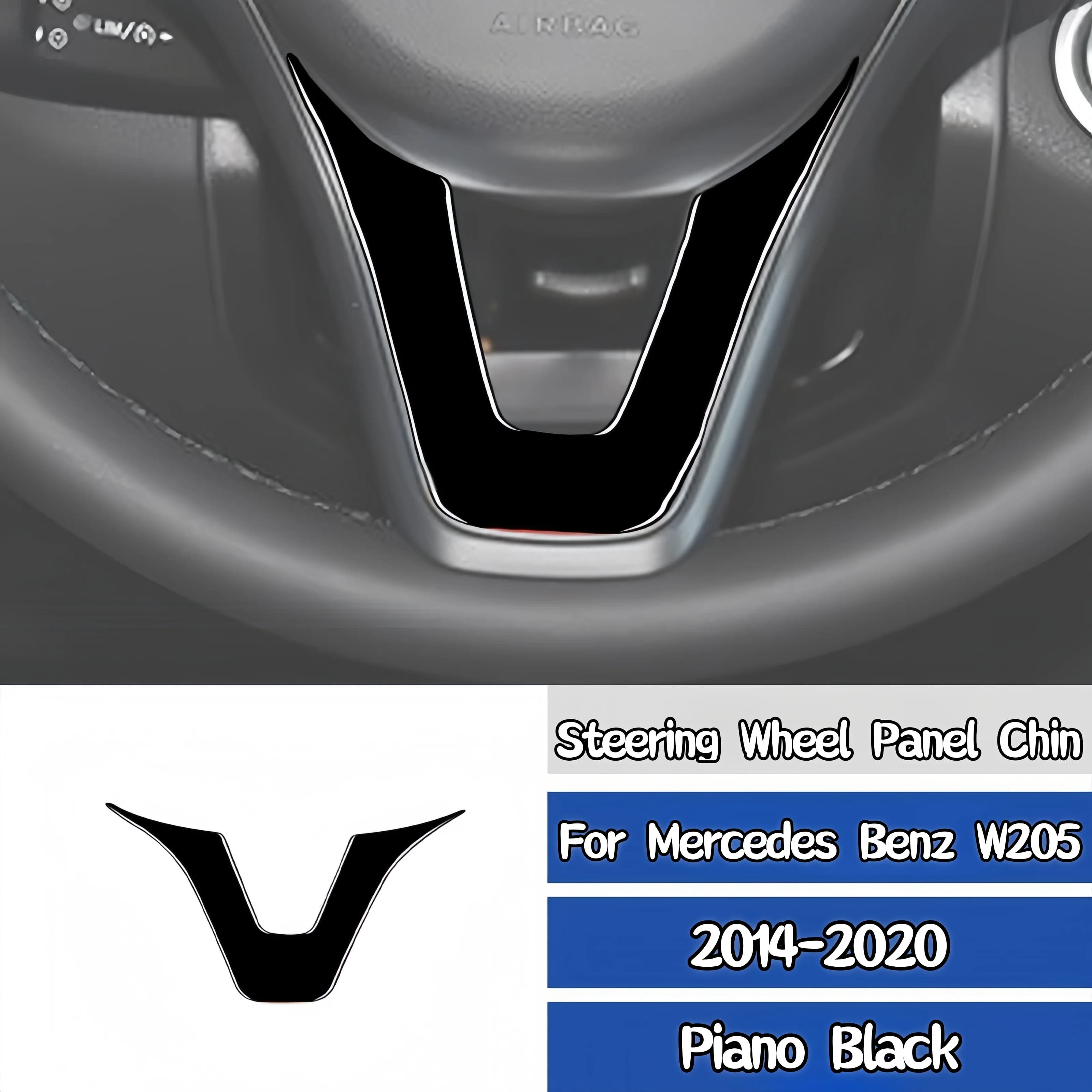 For Mercedes W205 Benz Class C GLC 2014-20 Piano Black Auto Flyer Panel Mento Decorative Cover Trim Sticker Accessories