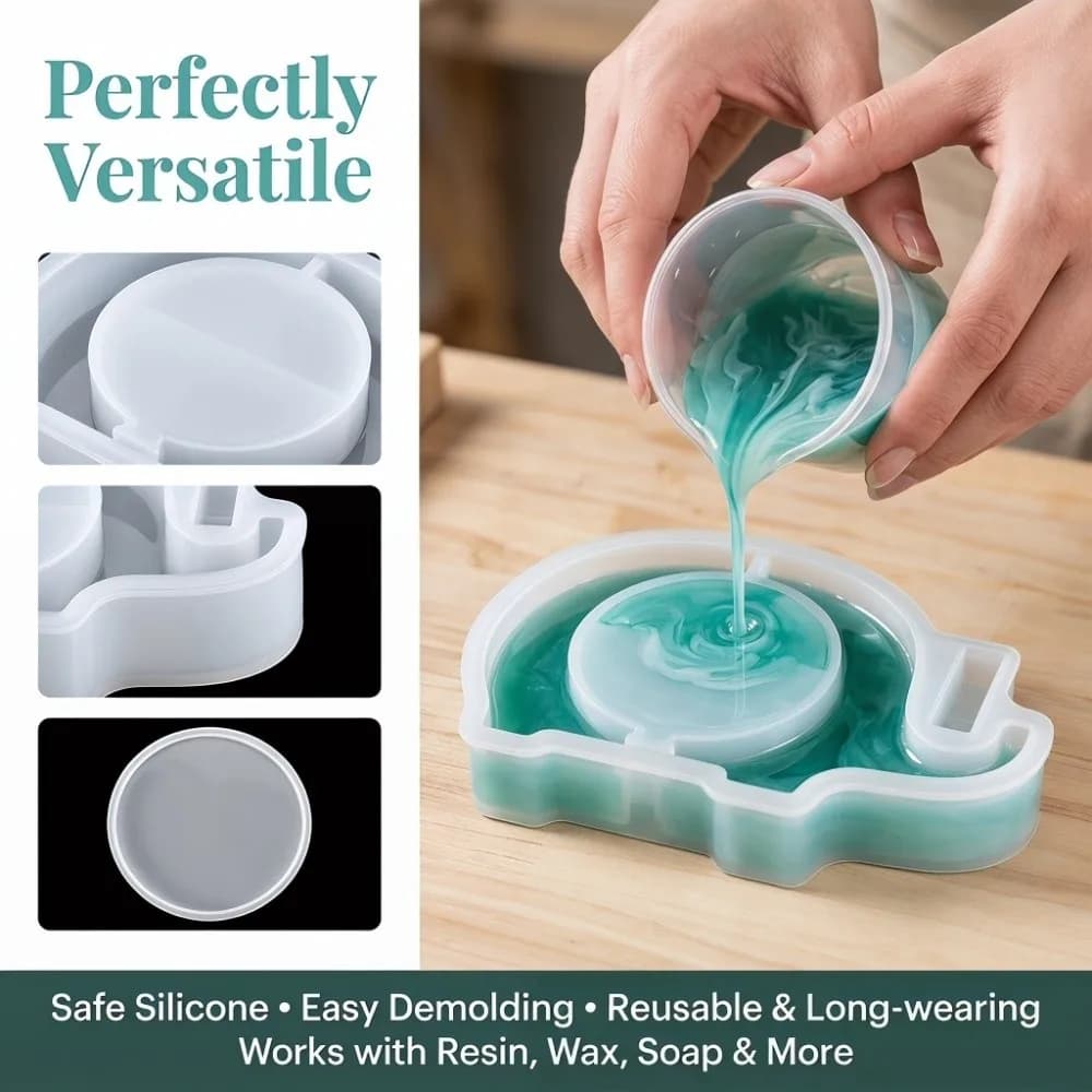 Stampo in silicone per salvadanaio, 1 set, confezione in sacchetto, design animale, stampo per fusione riutilizzabile e flessibile a forma di elefante