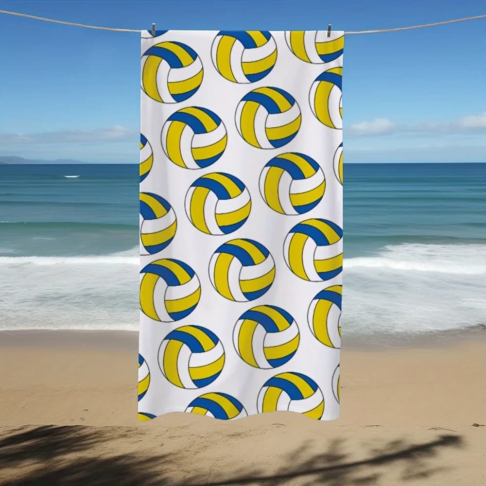Telo Mare Giallo Blu con Motivo Sportivo, Coperta da Picnic, Tappetino per Piscina, Decorazione Casa, Accessorio Estivo per Vacanze al Mare